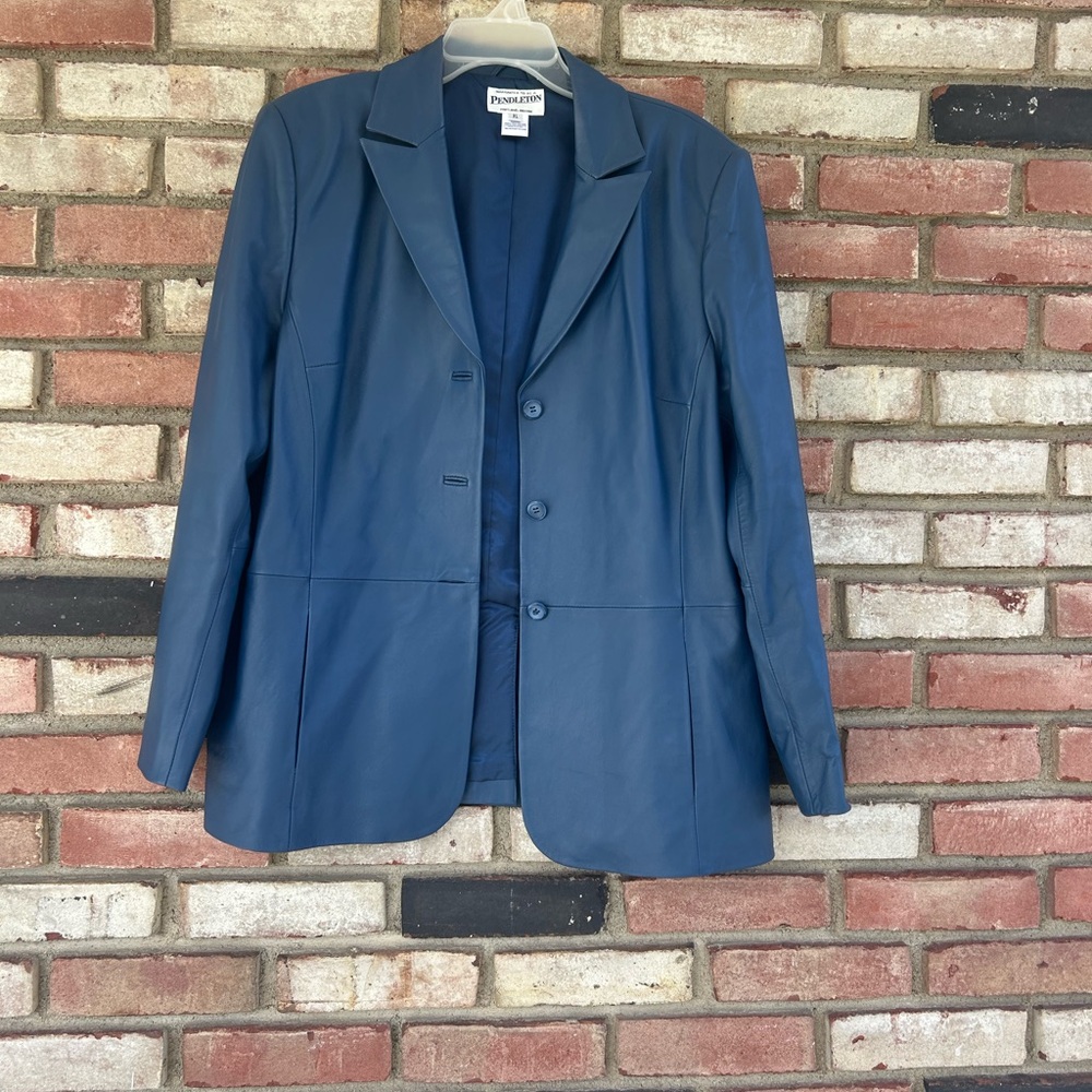 Pendleton Deep Navy Leather Blazer